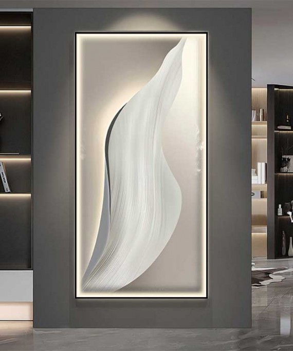 The Gray Panel With The Golden Frame Has Elegant Lighting